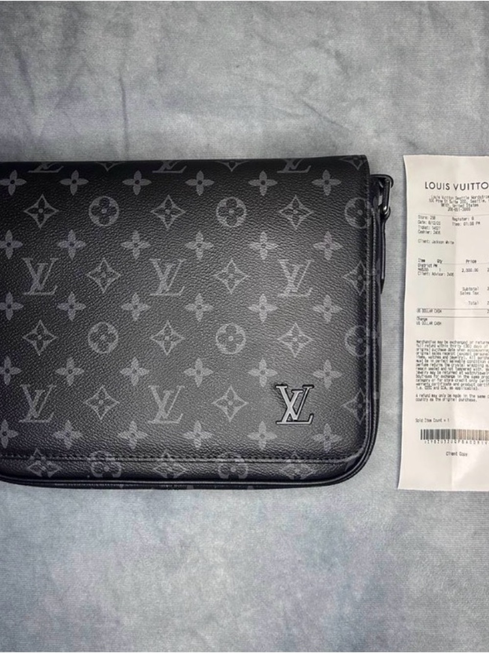 Louis Vuitton Black Monogram Eclipse Men's Clutch